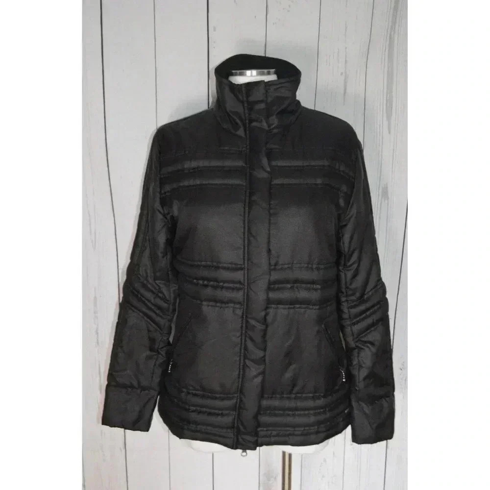 ATHLETA Black Quilted Zip Up Puffer Light Weight Jacket Size Small